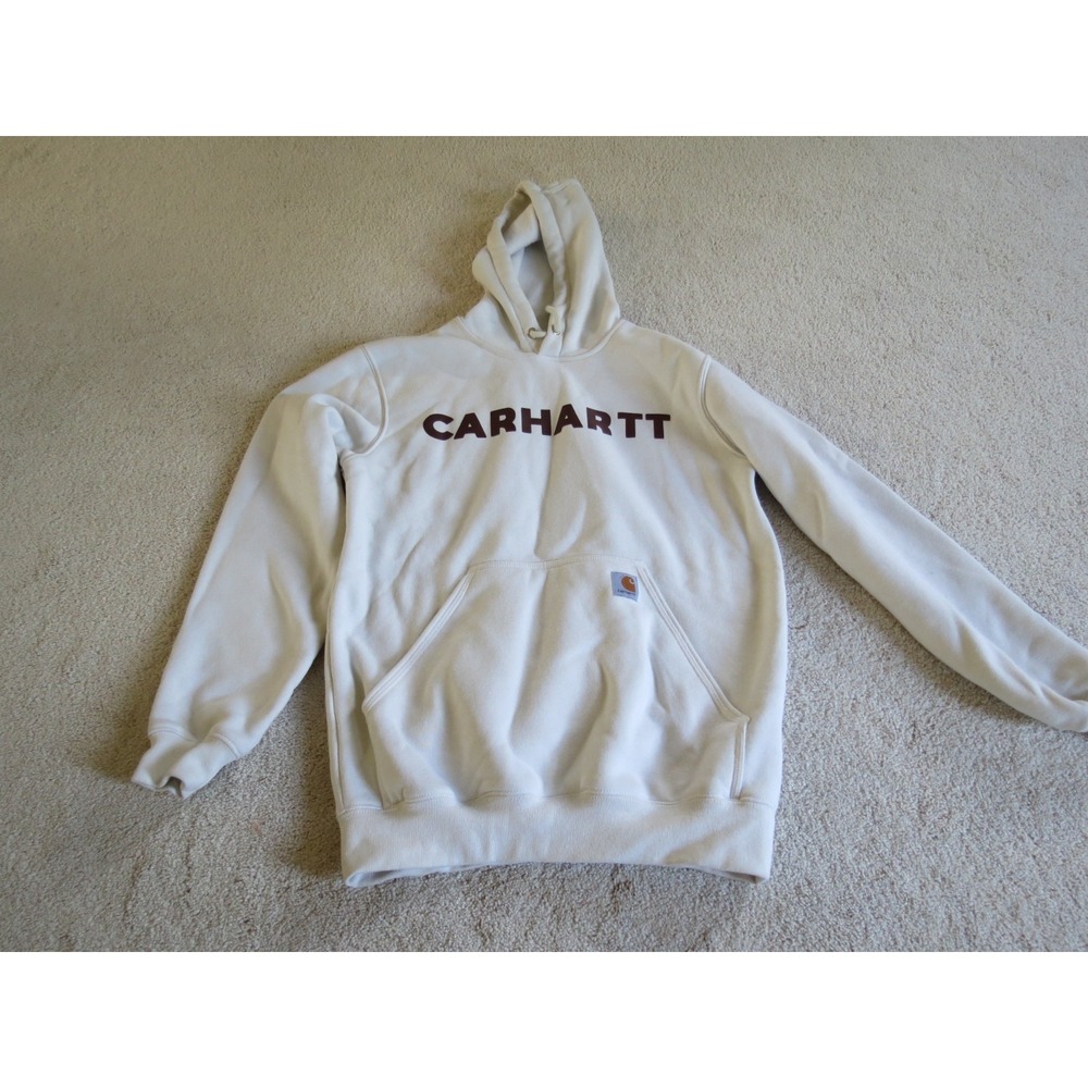 Carhartt White Loose Fit Logo Spellout Letter Hoodie Size Small
